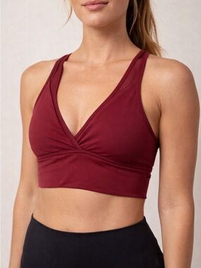 Aerie Chill Play Move Sports Bra Burgundy Racerback Size Small